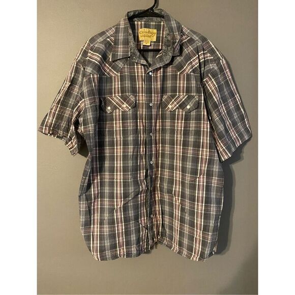 Cowboy Legend Gray/Red Plaid  Button Up Pearl Snap Shirt Size XXL - Picture 1 of 6